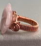Rose Quartz Flower Copper Wire Wrap Cocktail Ring, Various Sizes - Image 8
