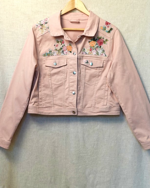 The Astrid - Women's Soft Pink Denim Jacket - Size 16-18