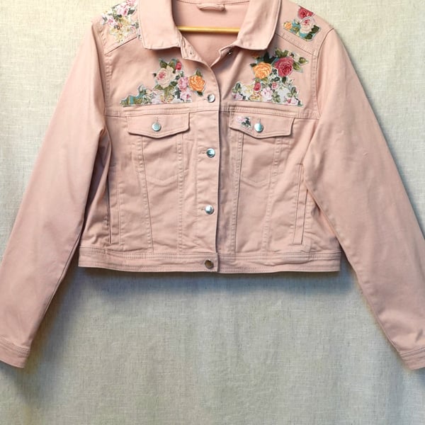 The Astrid - Women's Soft Pink Denim Jacket - Size 16-18