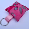Pink floral square keyring 