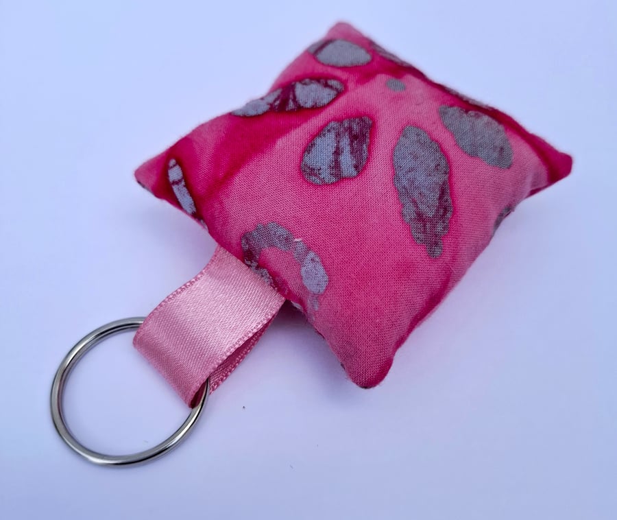Pink floral square keyring 