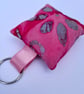 Pink floral square keyring 