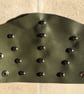 Sm Pair Military Green coloured soft leather bracers w 3 rows of nickel spots  - Image 2