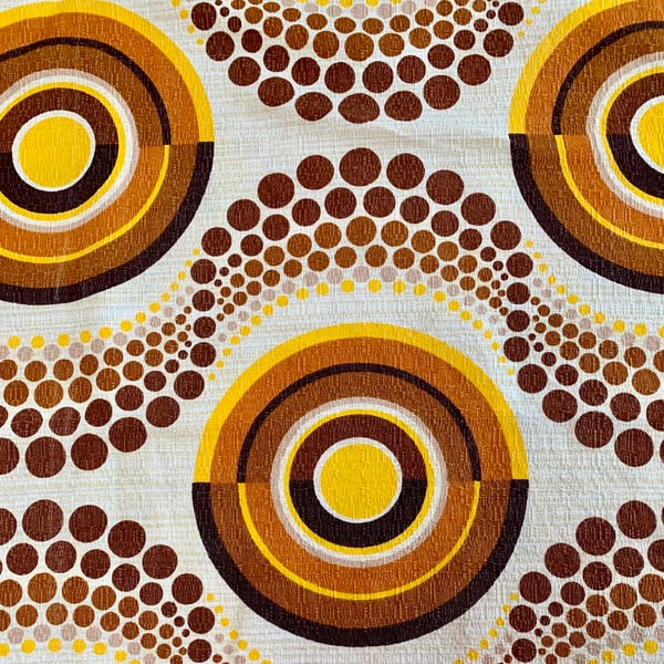 Mod Midcentury Abstract  Geo 60s 70s Brown Barkcloth Vintage Fabric Lampshade