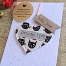 'Cat Cuddles' Hanging Heart Keepsake with Plantable Wildflower Seed Card