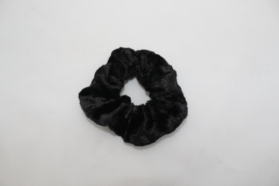 Elasticated black velvet hair scrunchie,hair accessory handmade,zero waste,gift