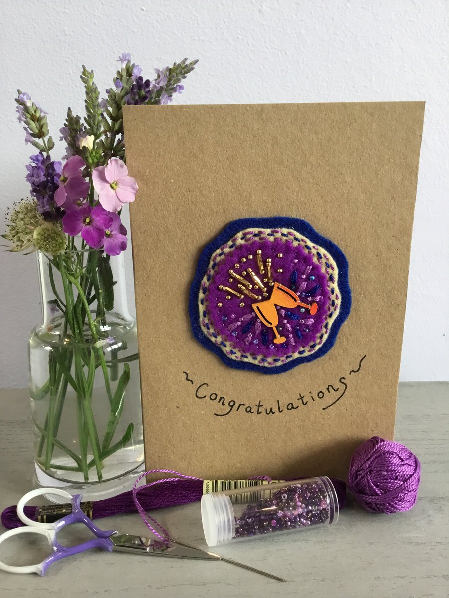 Hand Embroidered Congratulations Card