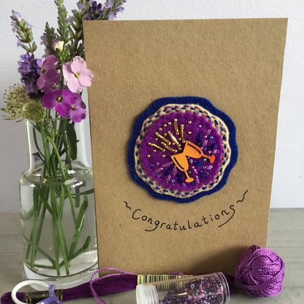 Hand Embroidered Congratulations Card