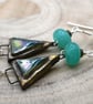 green ceramic triangle earrings - Image 2