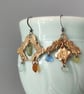 Seaglass party earrings, bronze metal clay, unique jewellery, recycled material - Image 2