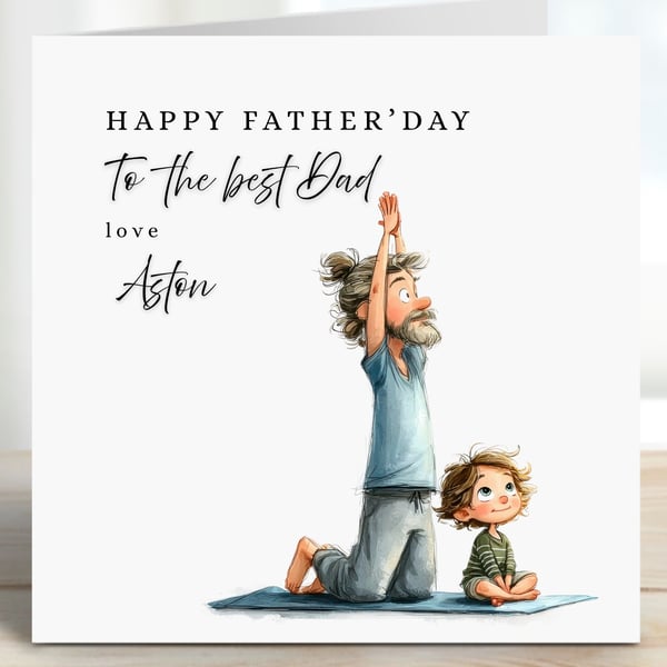 Father's Day Card, whimsical star gazing personalised card Father and Son 