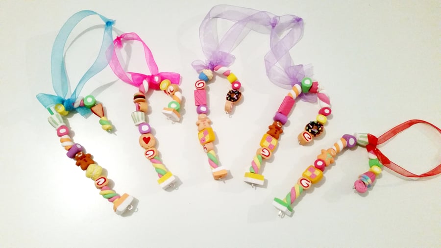 Retro foods and sweets candy cane Christmas Decoration (ONE SUPPLIED)