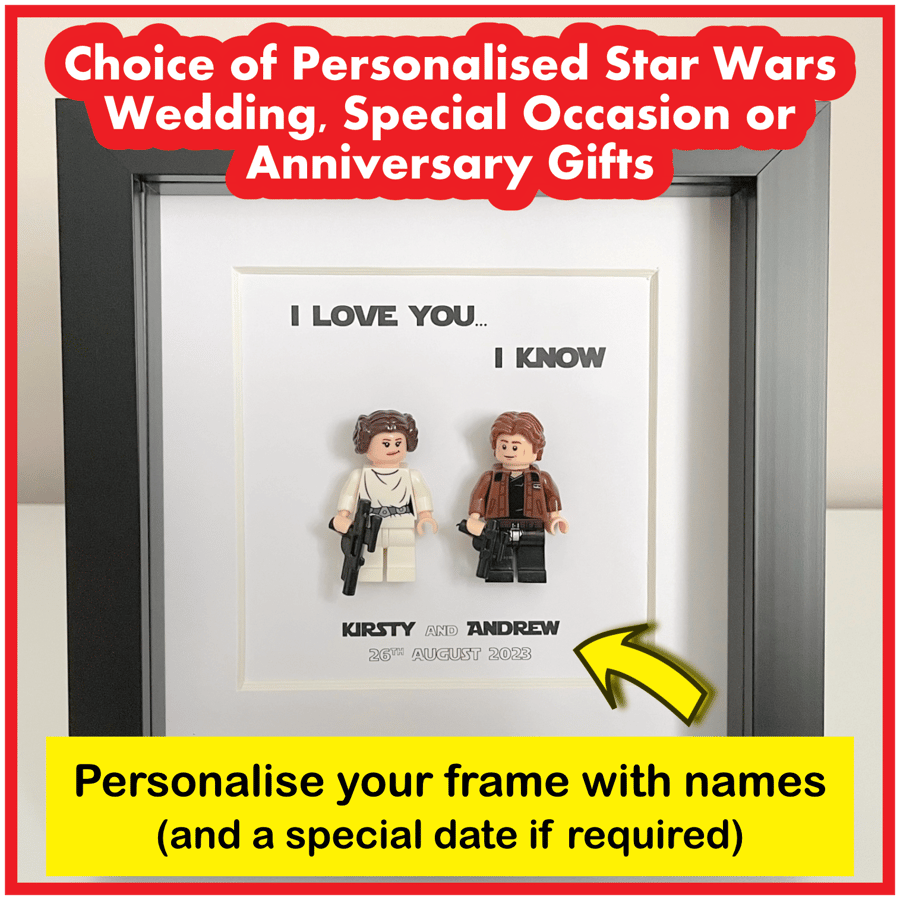 Personalised Valentines Wedding Anniversary Star Wars Box Frame Gift