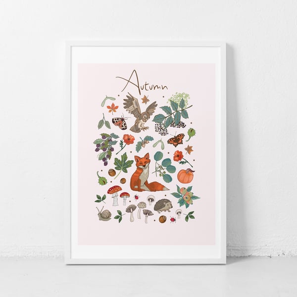 'Autumn' illustration print, nursery wall art