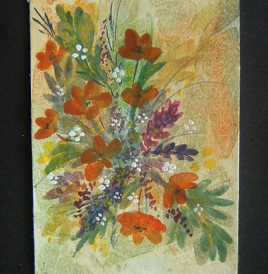 aceo art painting floral flowers watercolour ref 283