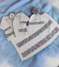 Hand Knitted Baby Cardigan Hat and Blanket Set Fair Isle 9 to 12 months 