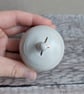 Very small handmade ceramic snowball lidded pot, mini snowman with twig arms - Image 7