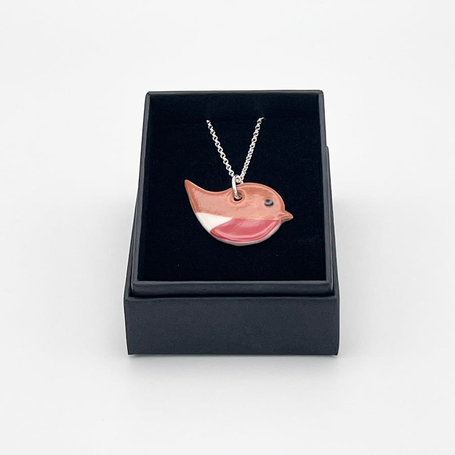 Porcelain robin necklace
