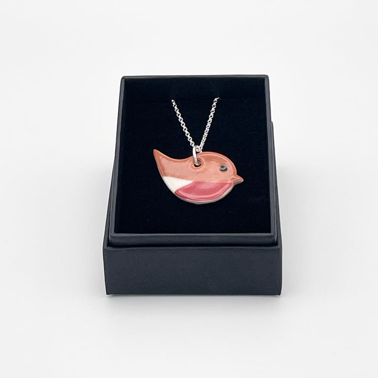 Porcelain robin necklace