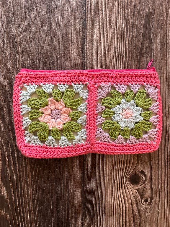 Crochet Colourful Pencil Case Zip Pouch Make up bag