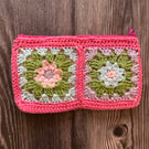 Crochet Colourful Pencil Case Zip Pouch Make up bag
