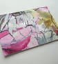 original abstract floral painting handmade postcard 