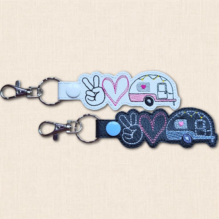 Caravan Keyring - Peace Love Caravan Bag Charm