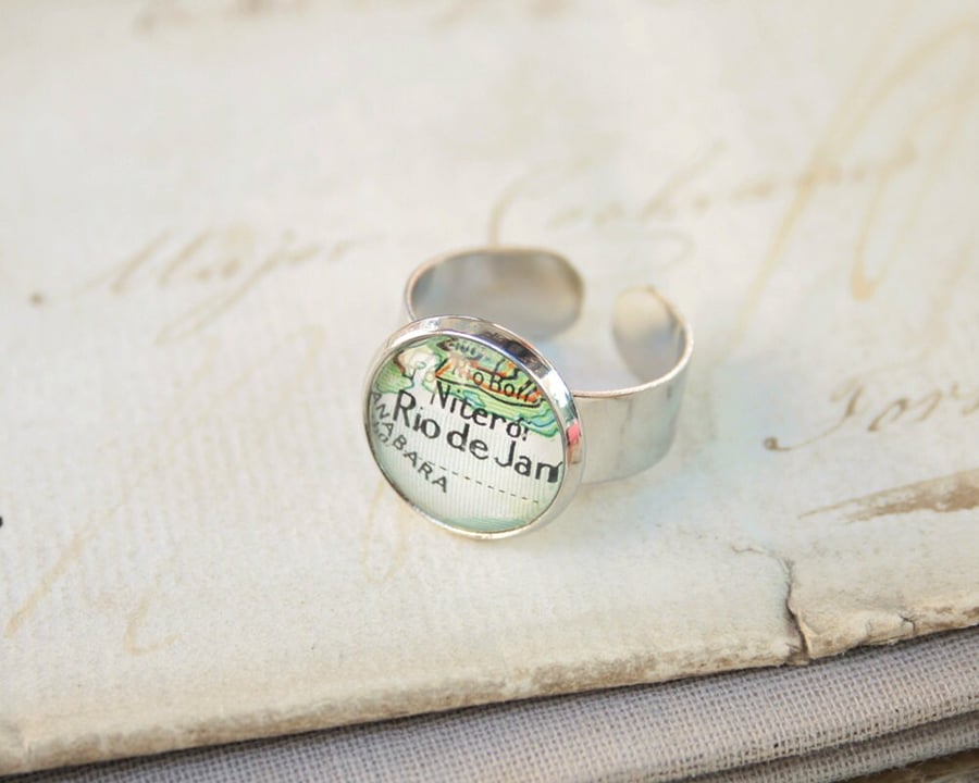 Simple Map Ring Personalised Custom City Map Stocking Filler 