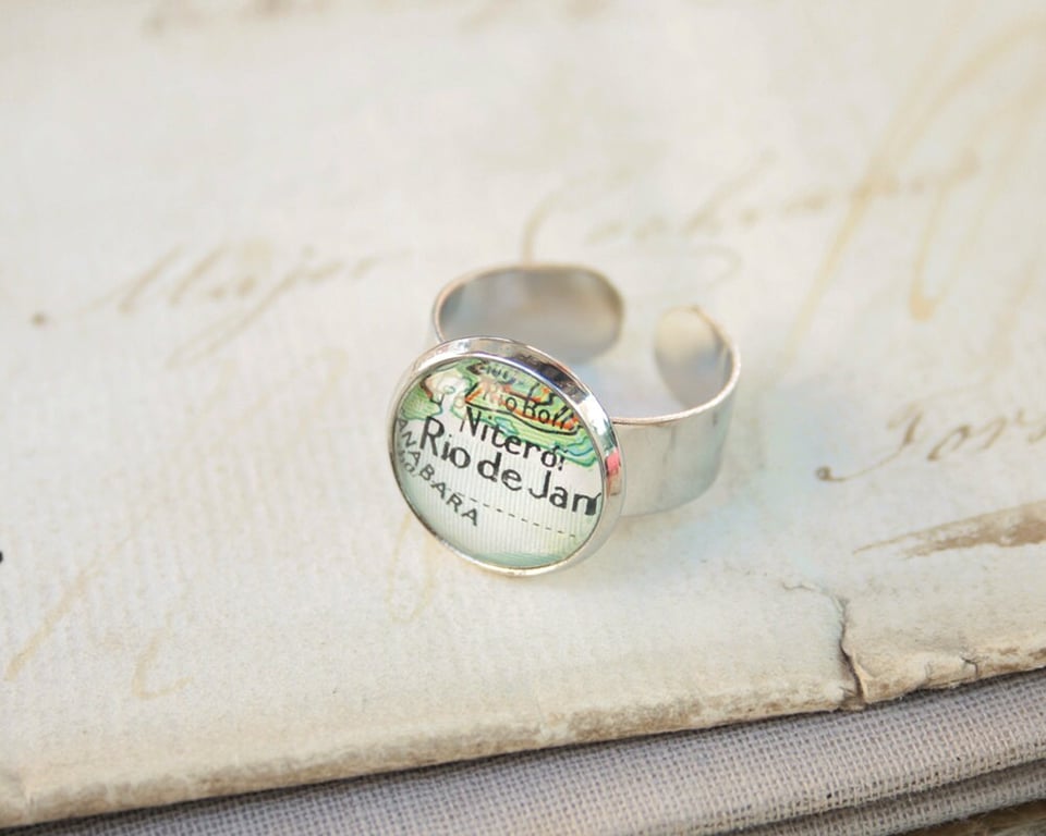 Simple Map Ring Personalised Custom City Map Stocking Filler 