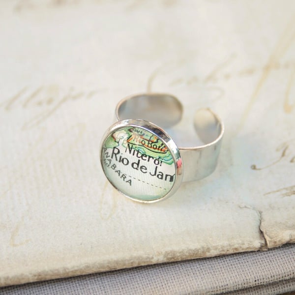 Simple Map Ring Personalised Custom City Map Stocking Filler 