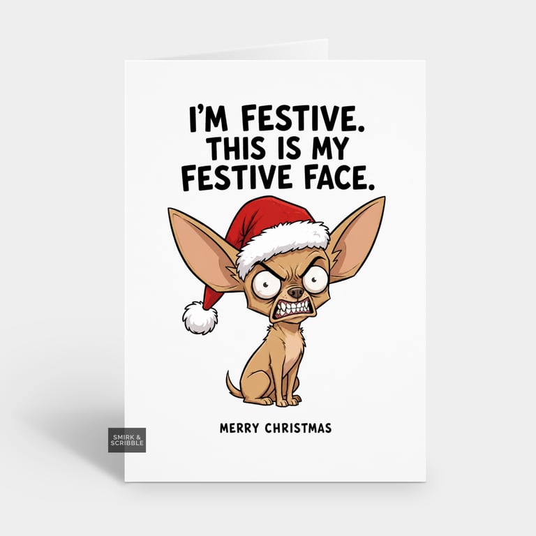 Funny Christmas Card - Festive Chihuahua