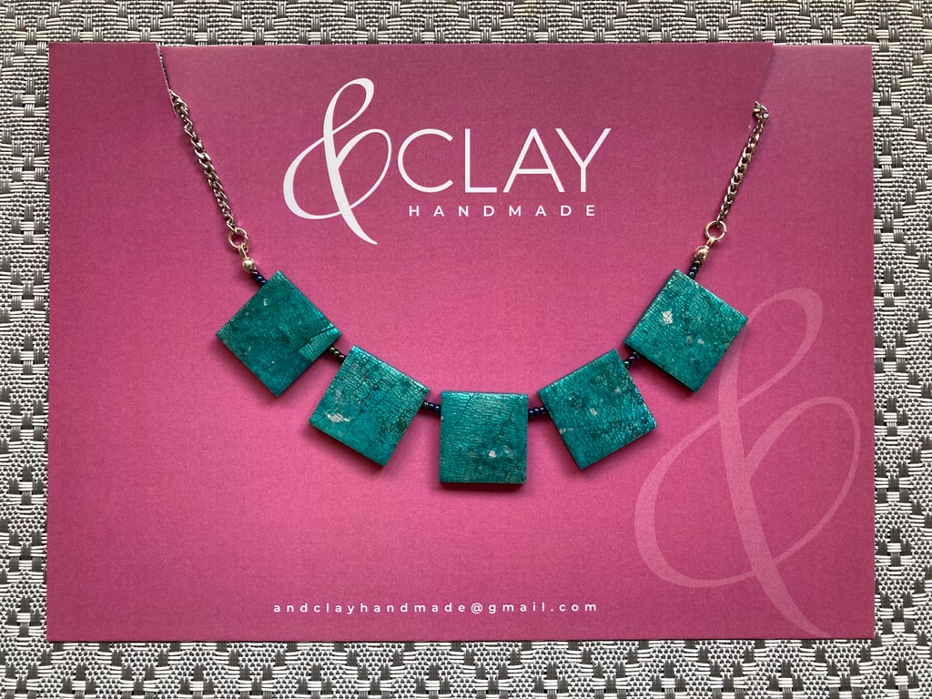 Shimmery Teal and Silver Necklace
