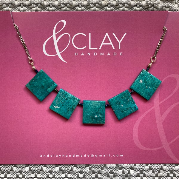 Shimmery Teal and Silver Necklace