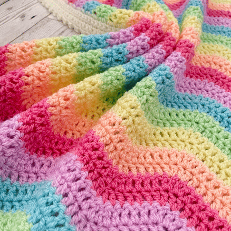 Rainbow Baby Blanket - Handmade - Crochet - Newborn Gift - Bright Pastels