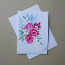 hand painted floral blank greetings card ( ref FA 406 B4 )