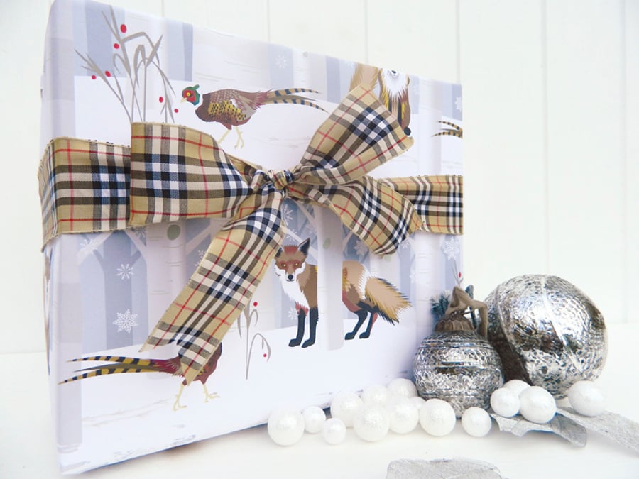 Fox and Pheasant Christmas Gift Wrap Set