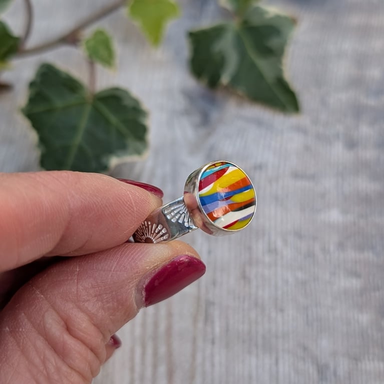 Sterling Silver Sunrise Surfite Ring Size P - JBJ4037