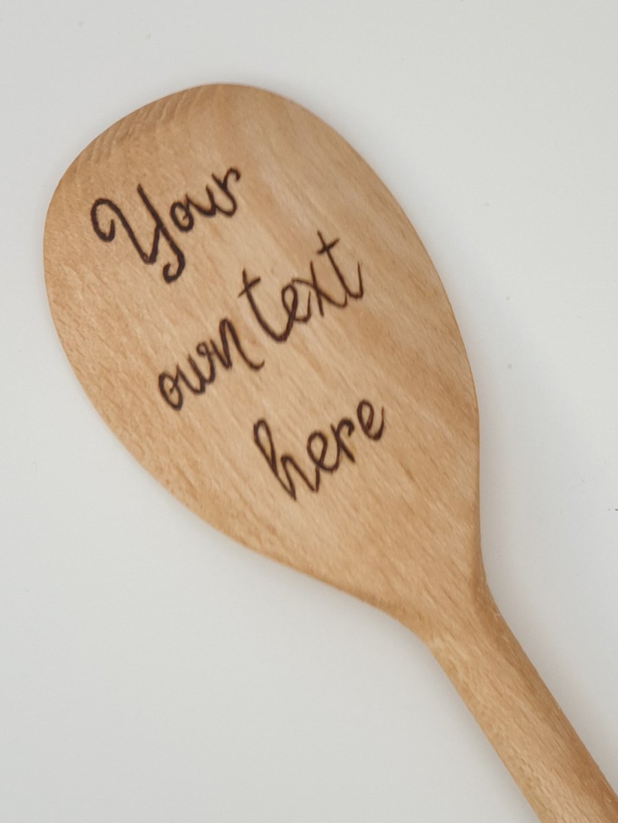 Personalised wooden spoon,  customise with your own words kitchen gift