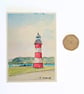 Original ACEO Miniature Watercolour Painting Smeatons Tower Lighthouse Plymouth - Image 2