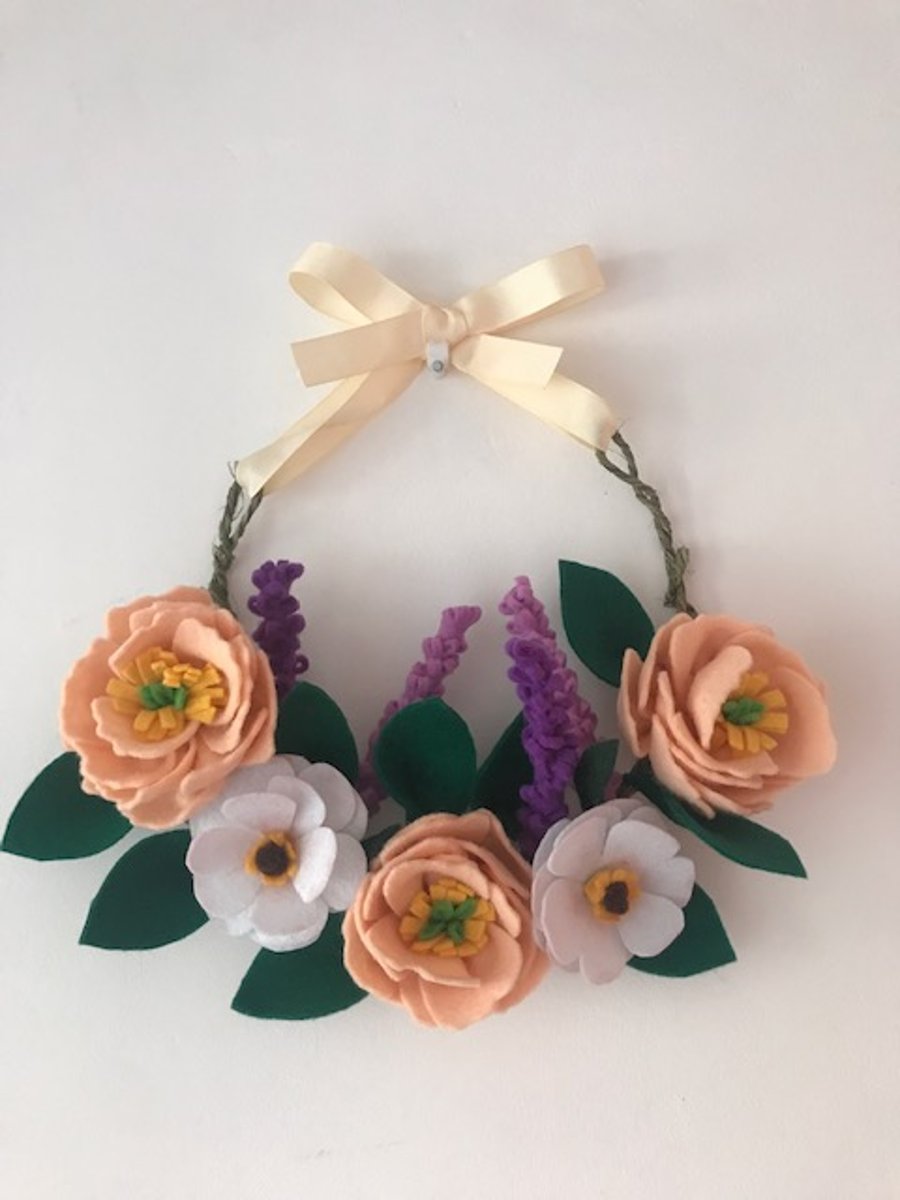 Felt Flowers Spring Wreath