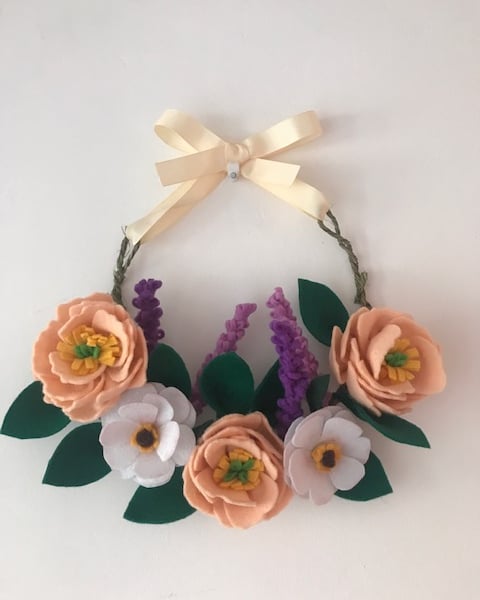 Felt Flowers Spring Wreath