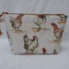 Chicken Print Project Holder. Lined Purse. Zipped Holdall. Hen Print Fabric.