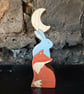 Fox, Rabbit & Moon Wooden Ornament - Handmade Folk Art Woodland Decoration