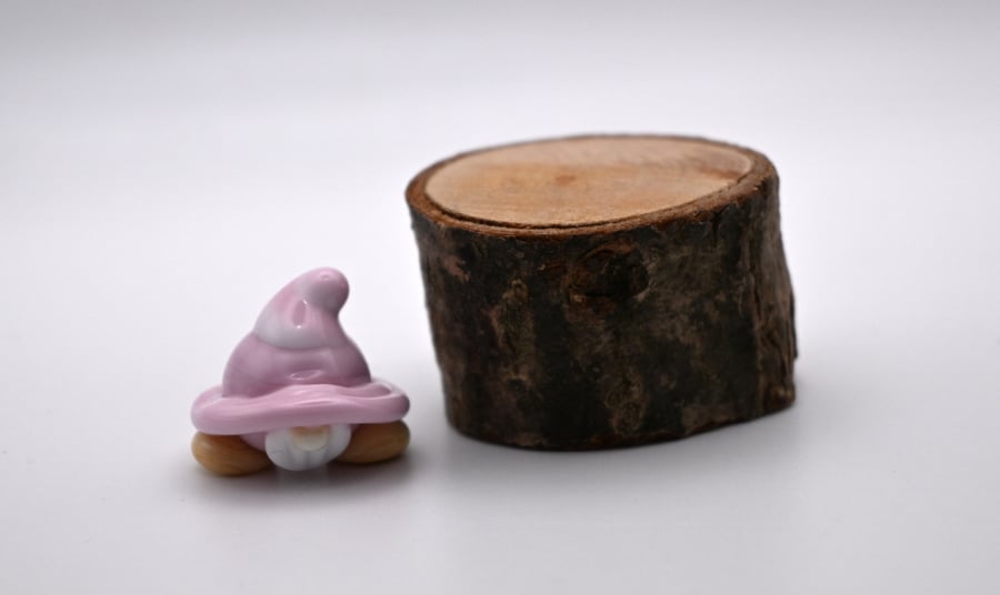 small glass pink gnome keepsake figure