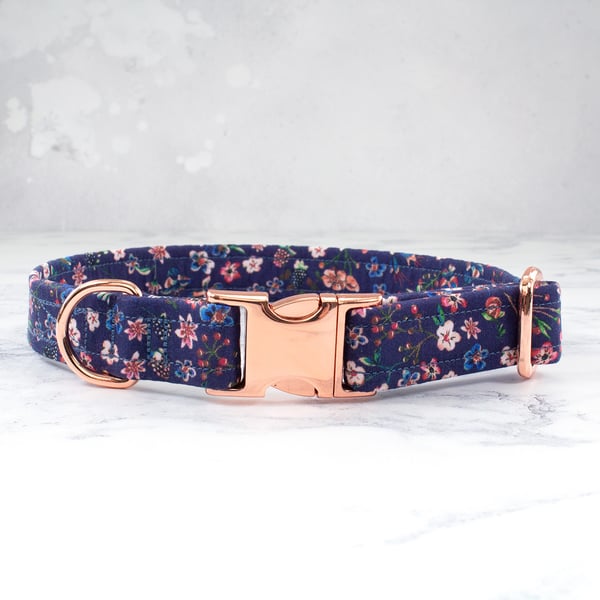 Dog Collar handmade using Liberty of London Tana Lawn-  Donna Leigh, Blue