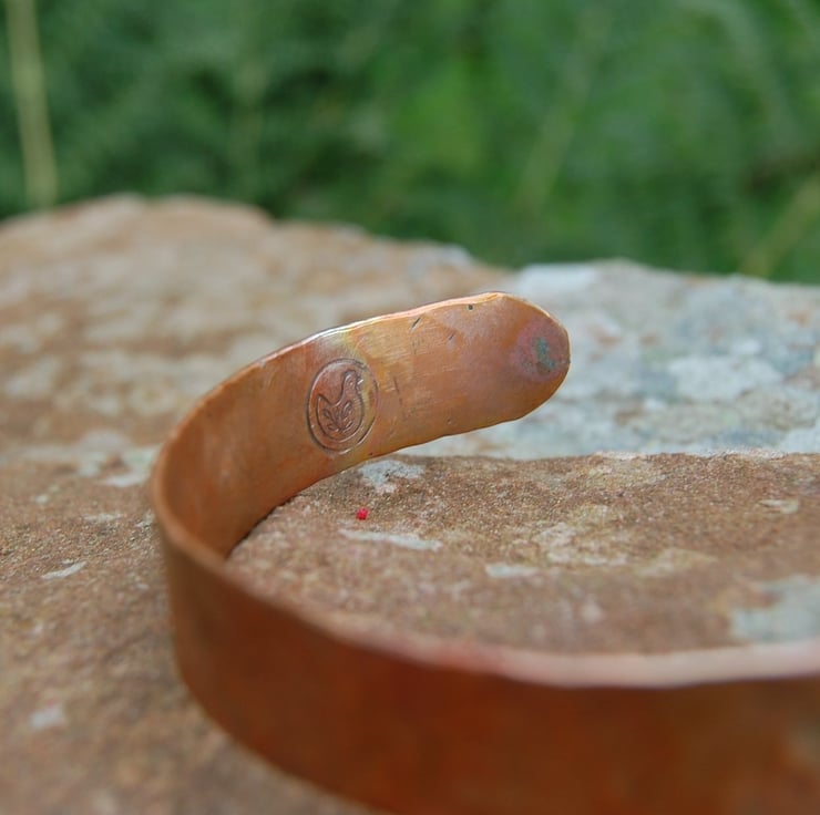 Hammered Copper Bangle - Handmade Adjustable Co... - Folksy