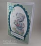 Handmade birthday card - cute bear with flowers - Image 5