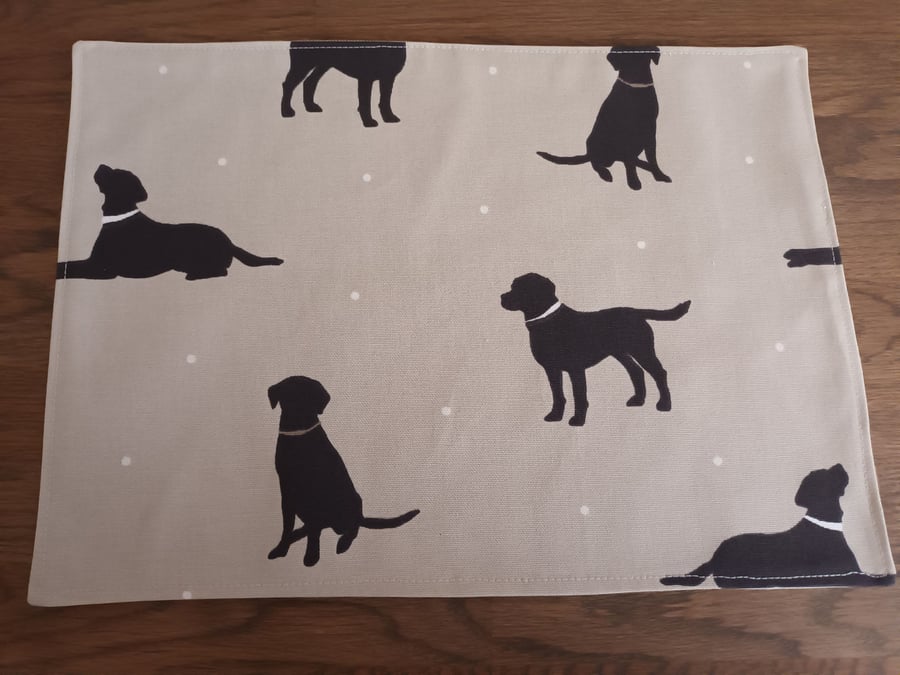 Black Labrador, Dog Placemat. Natural Linen look. With Free Delivery