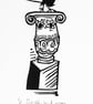 Scruffy Bird on a Garden Urn - lino print - Image 2