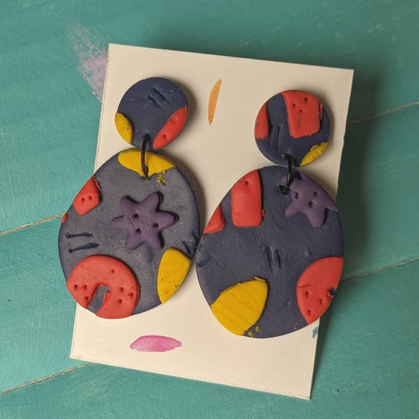 Big bold blue egg earrings 